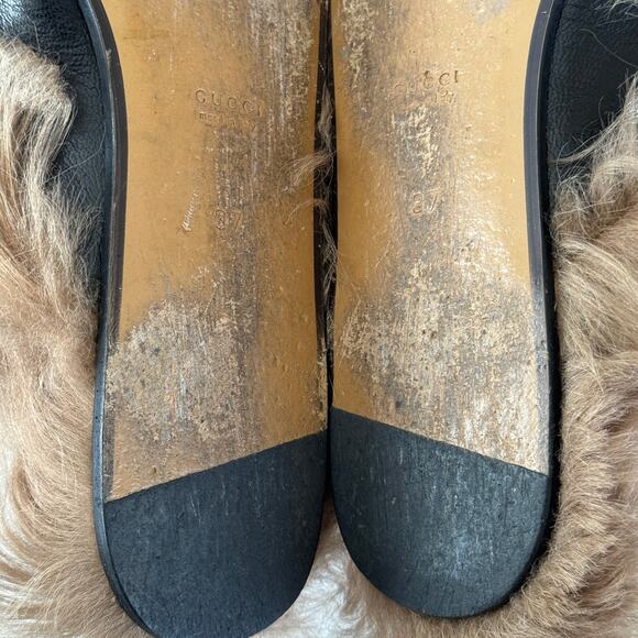 Gucci Horsebit Bee Princetown Fur Mules Loafers Black Size EU 37 US 7 - Picture 14 of 15